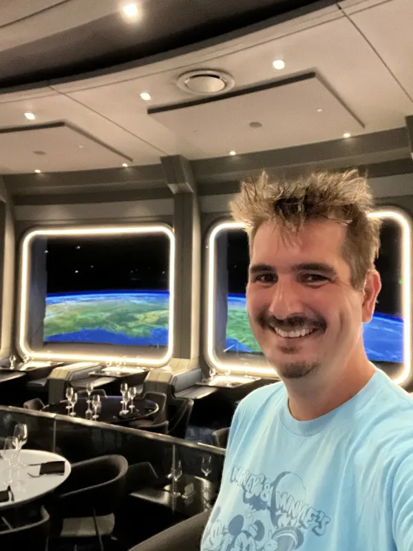 An FDT specialist on a Space 220 site visit — the lounge windows are larger than they look on camera.
